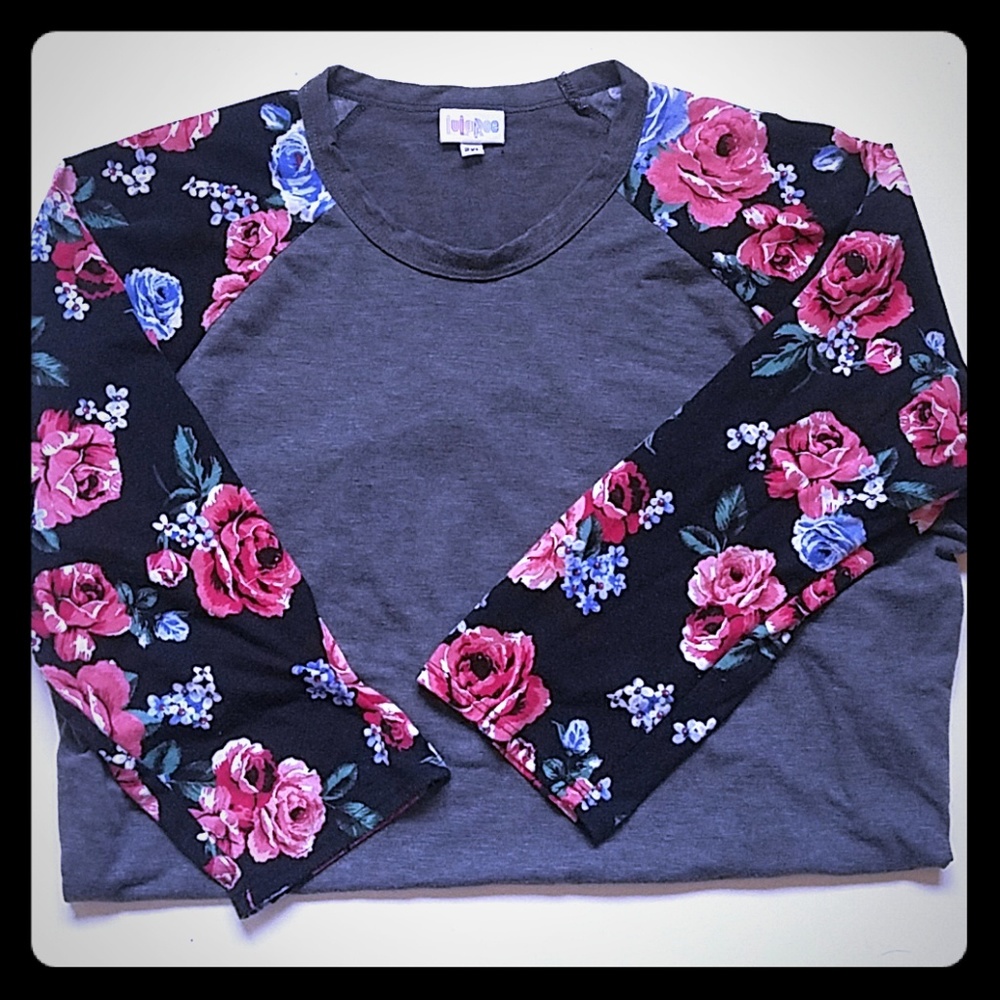 Lularoe floral 3/4 length baseball Tee